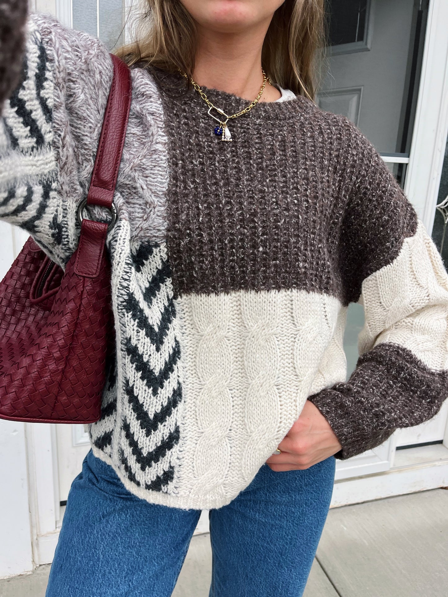 Cozy Cabin Patchwork Sweater