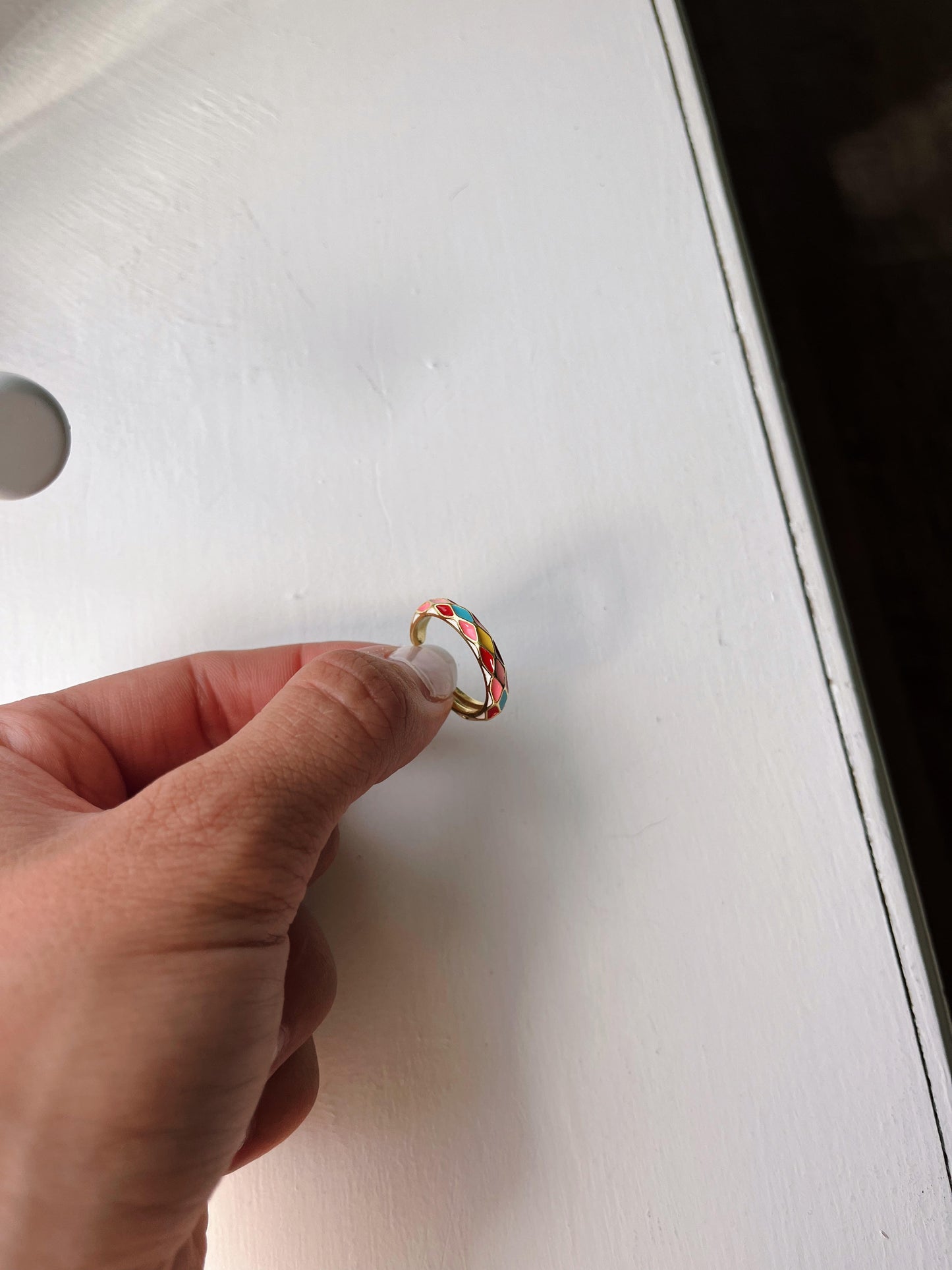 Multicolor Diamond Design Ring