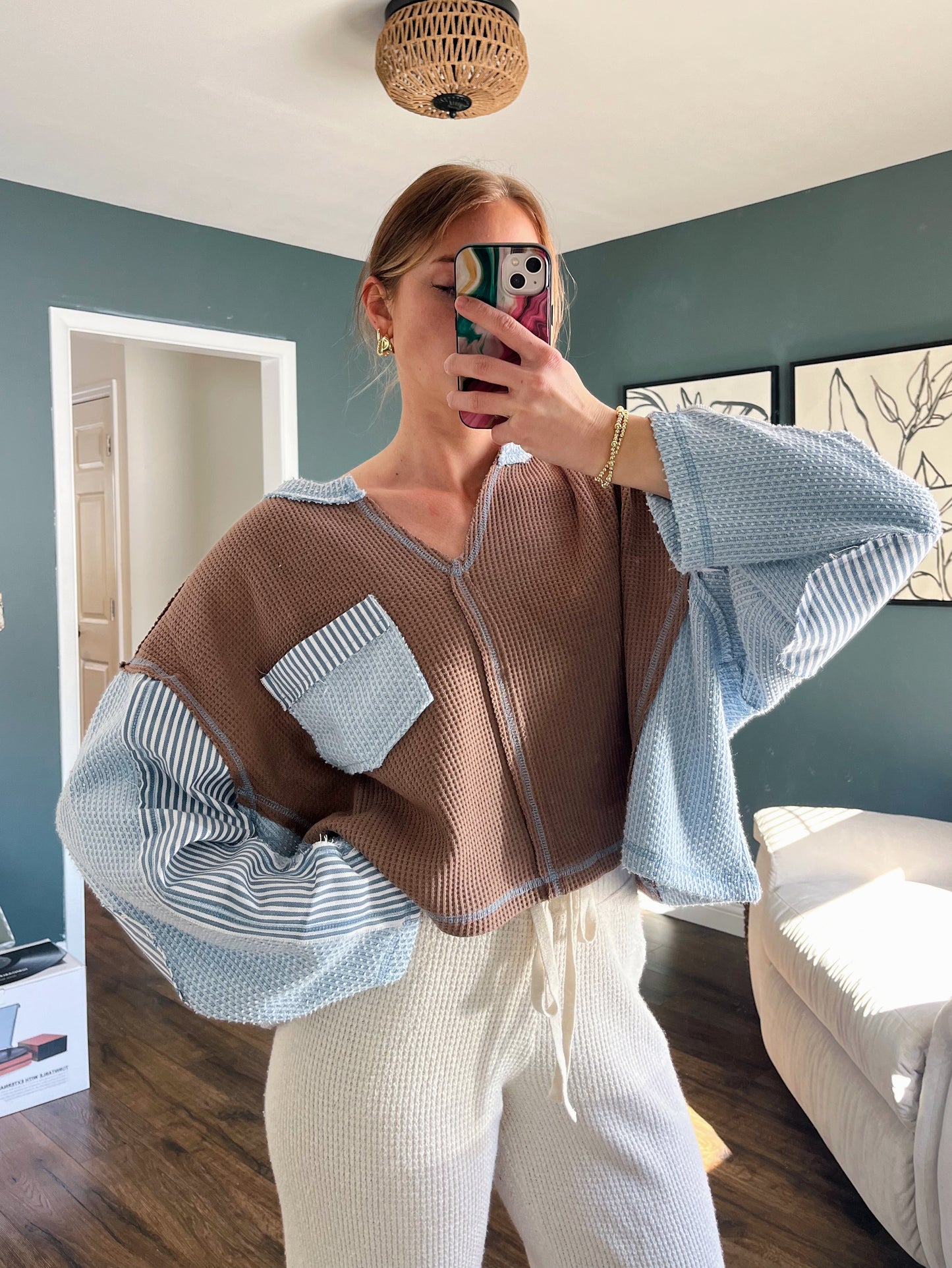 Waffle Berry Striped Henley