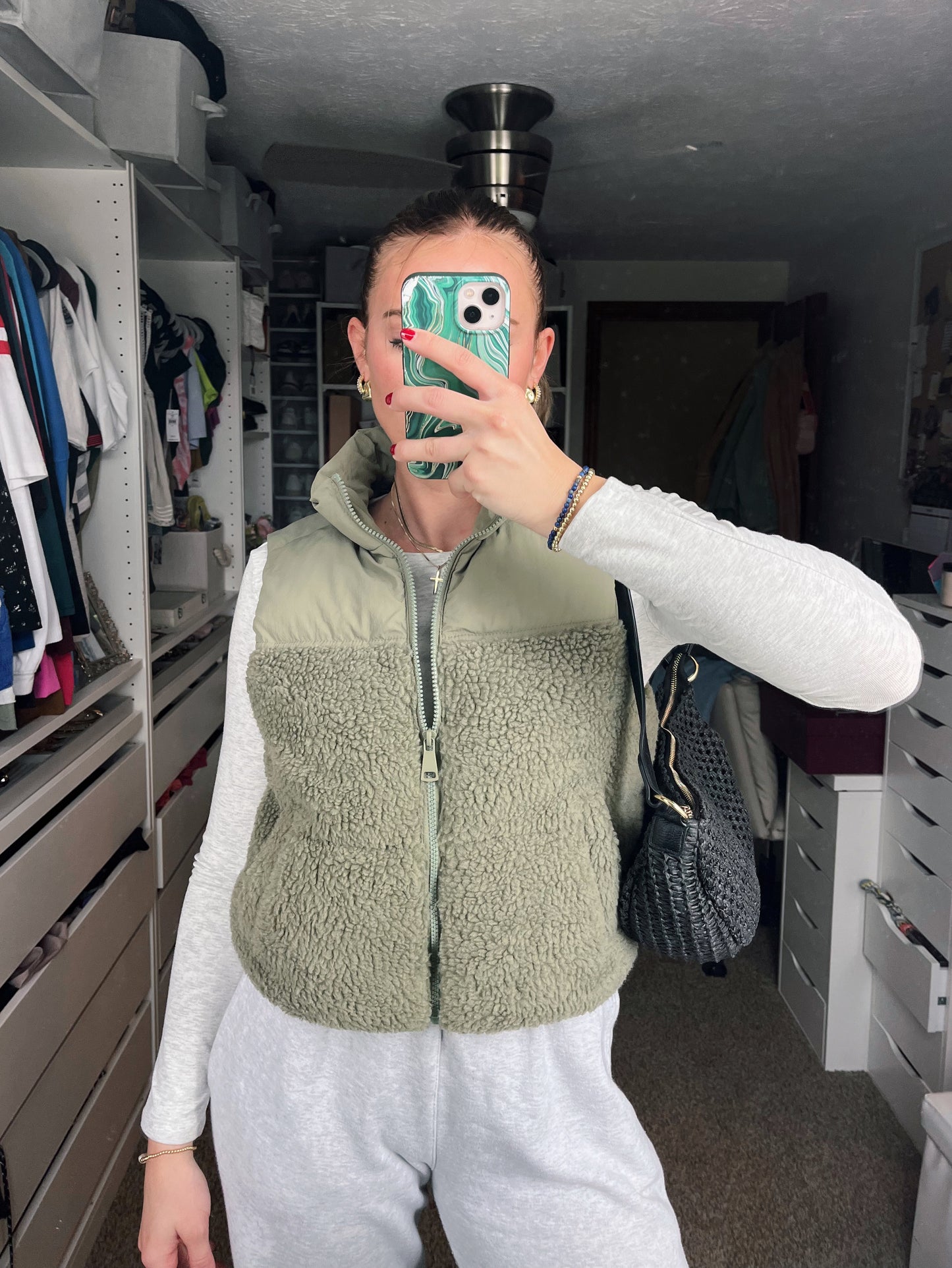 Cozy Olive Teddy Vest