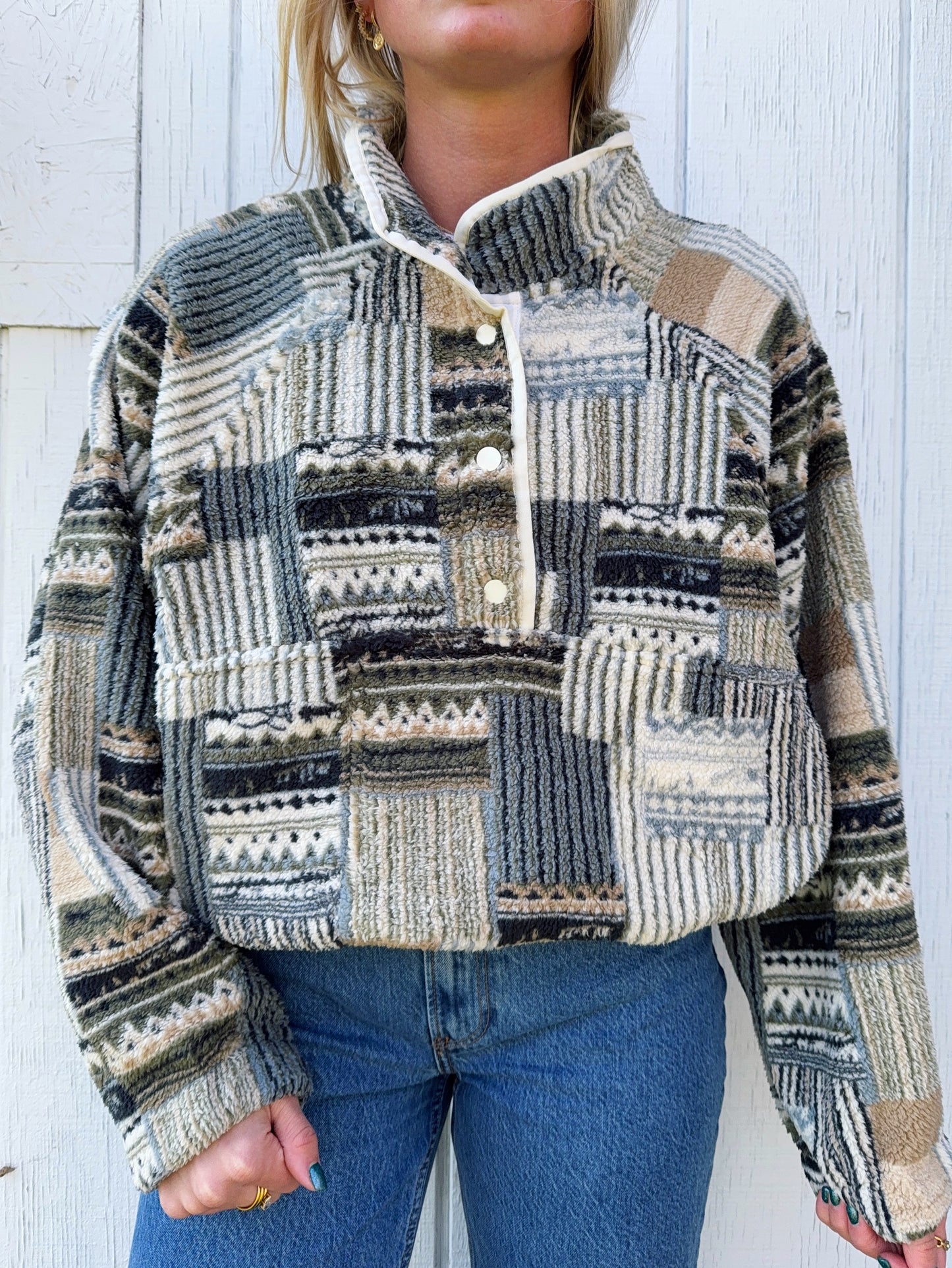 Olive Patchwork Fleece