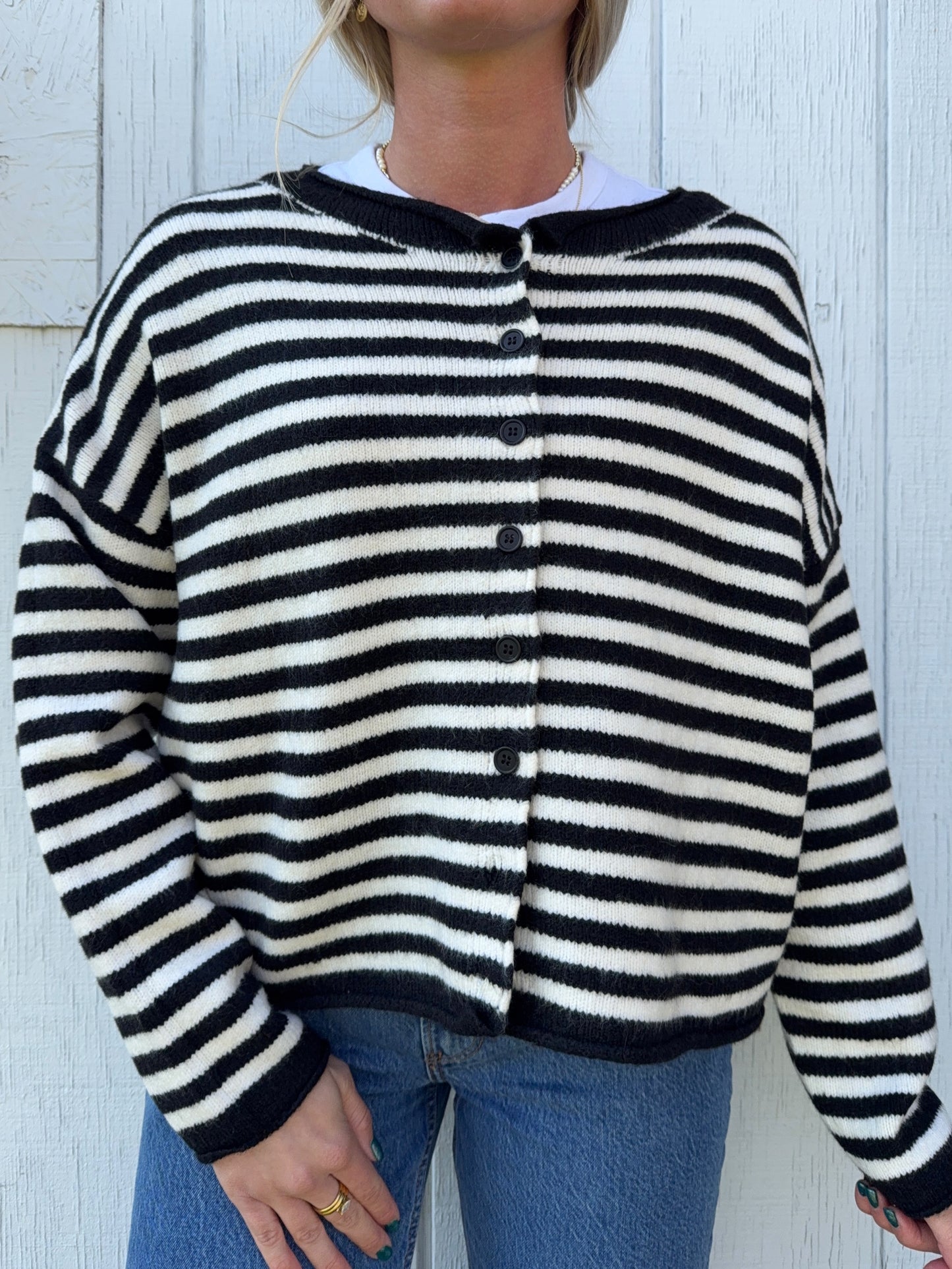 Striped Snowman Cardigan