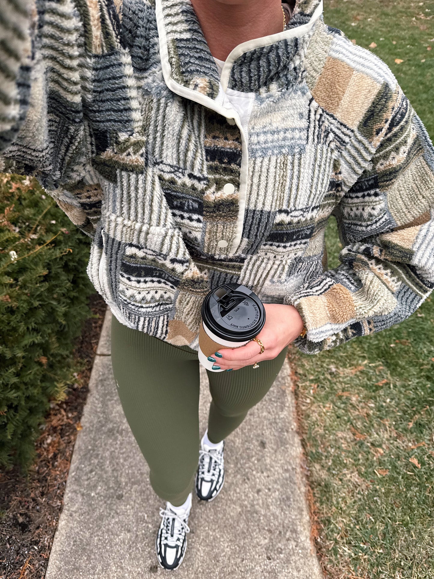 Olive Patchwork Fleece