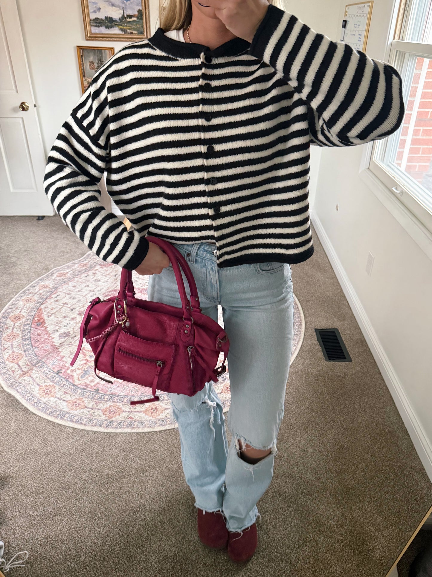 Striped Snowman Cardigan