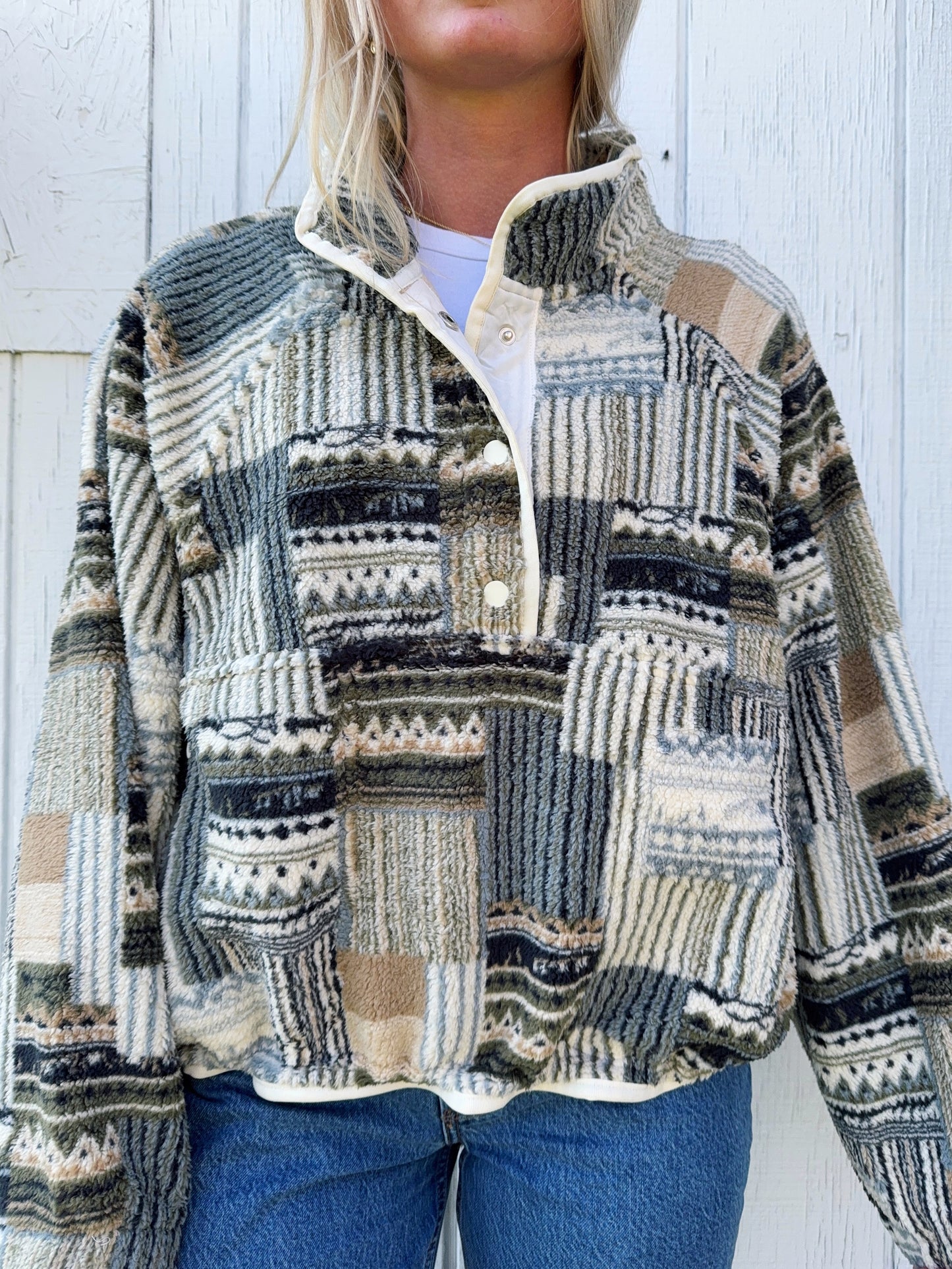 Olive Patchwork Fleece