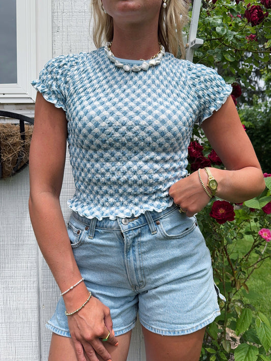 Blue Skies Gingham Top