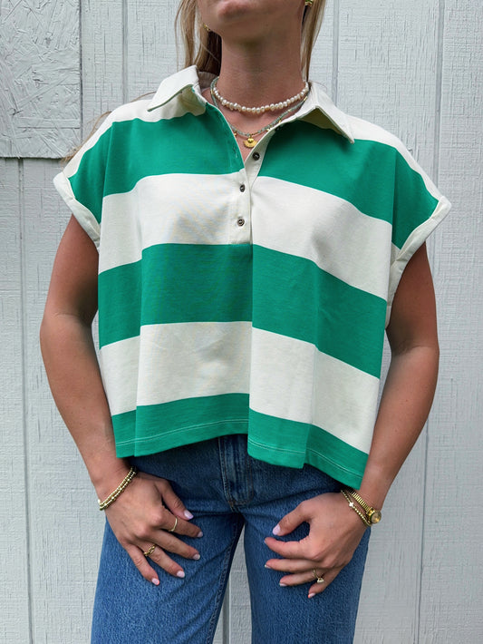 Clover Striped Polo Top