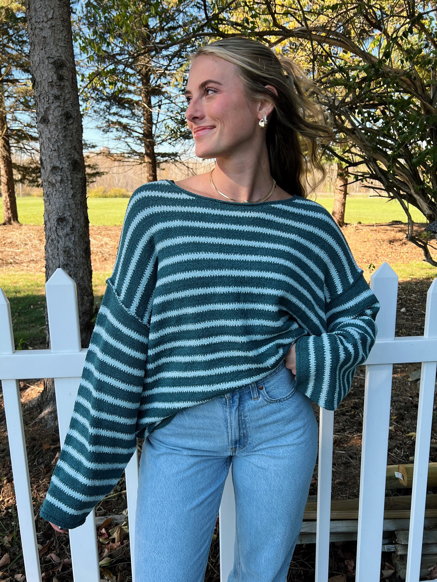 Frosted Forest Striped Sweater