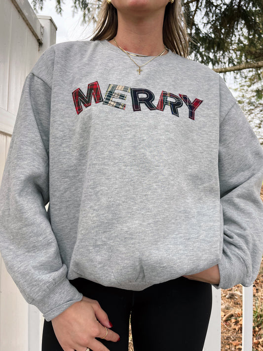 Merry & Bright Crewneck- Gray