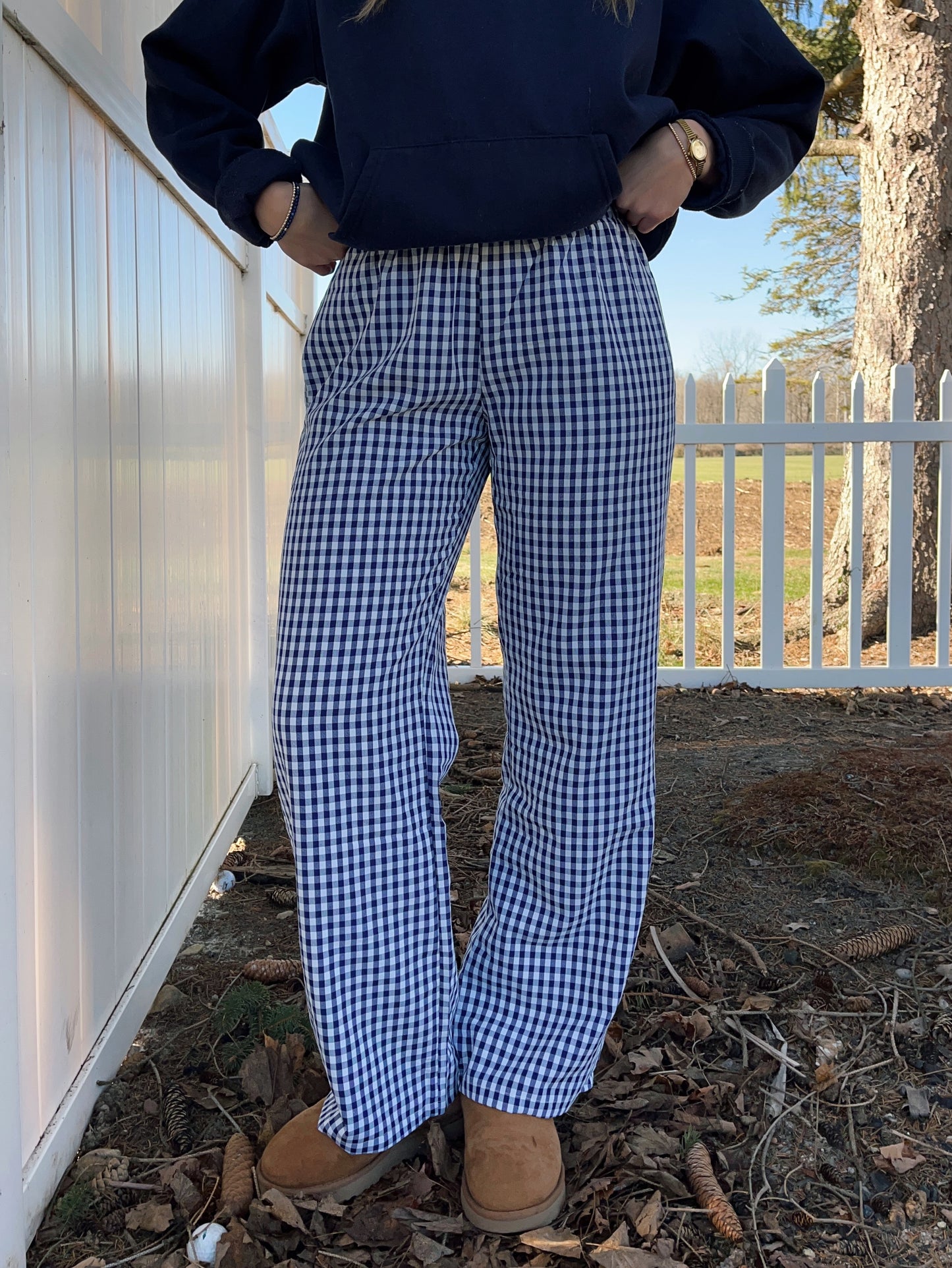 Navy Gingham PJ Pants