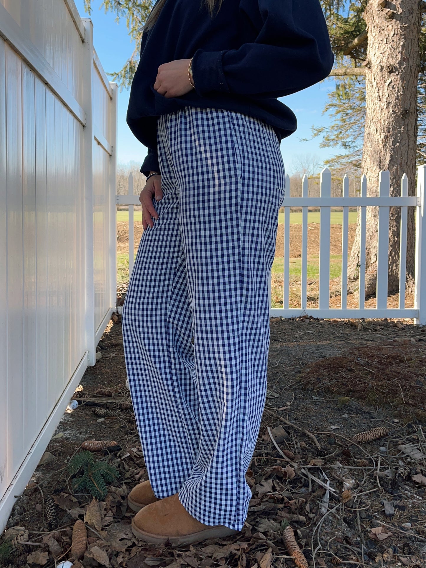 Navy Gingham PJ Pants