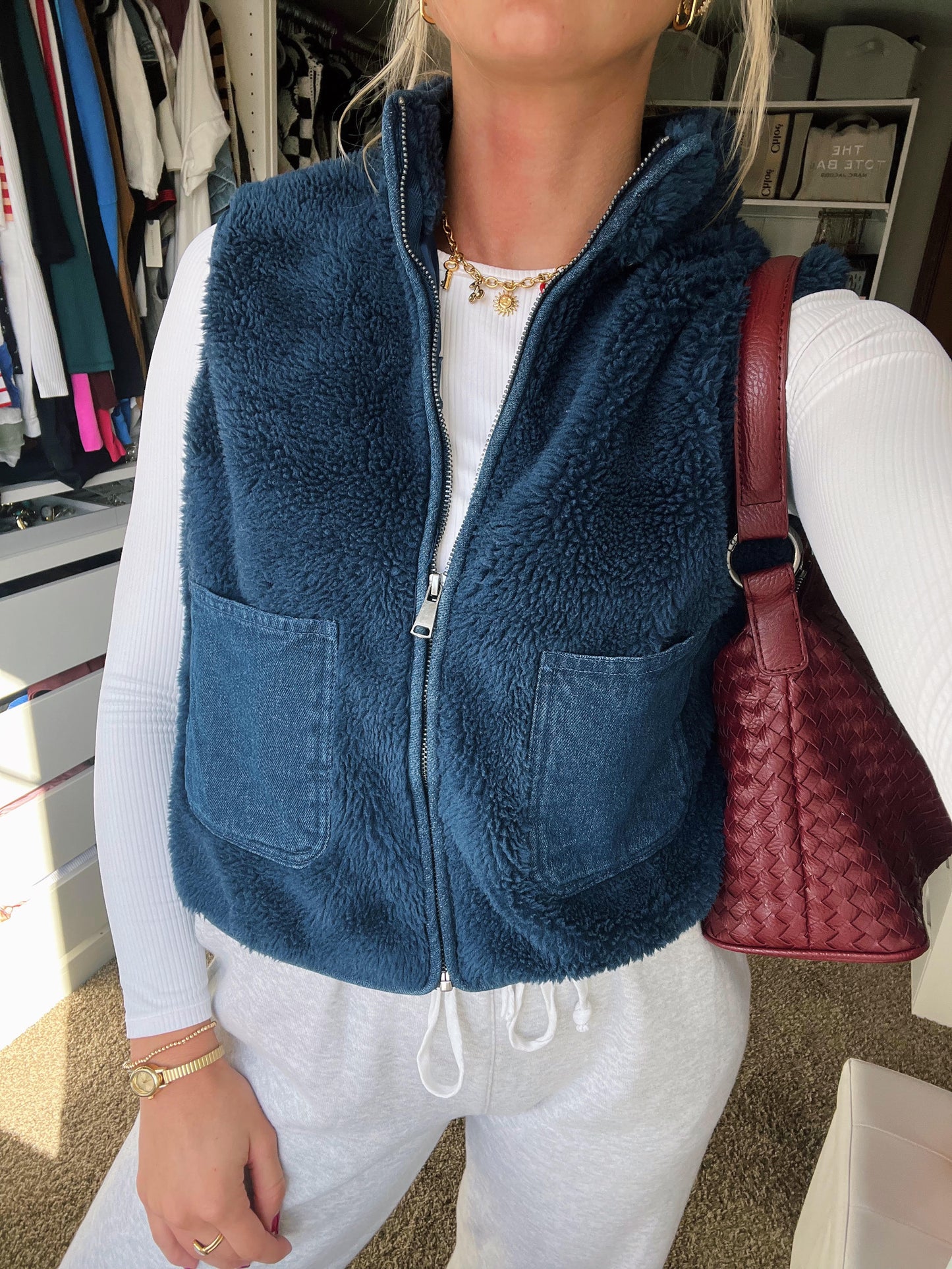 Navy Orchard Teddy Vest