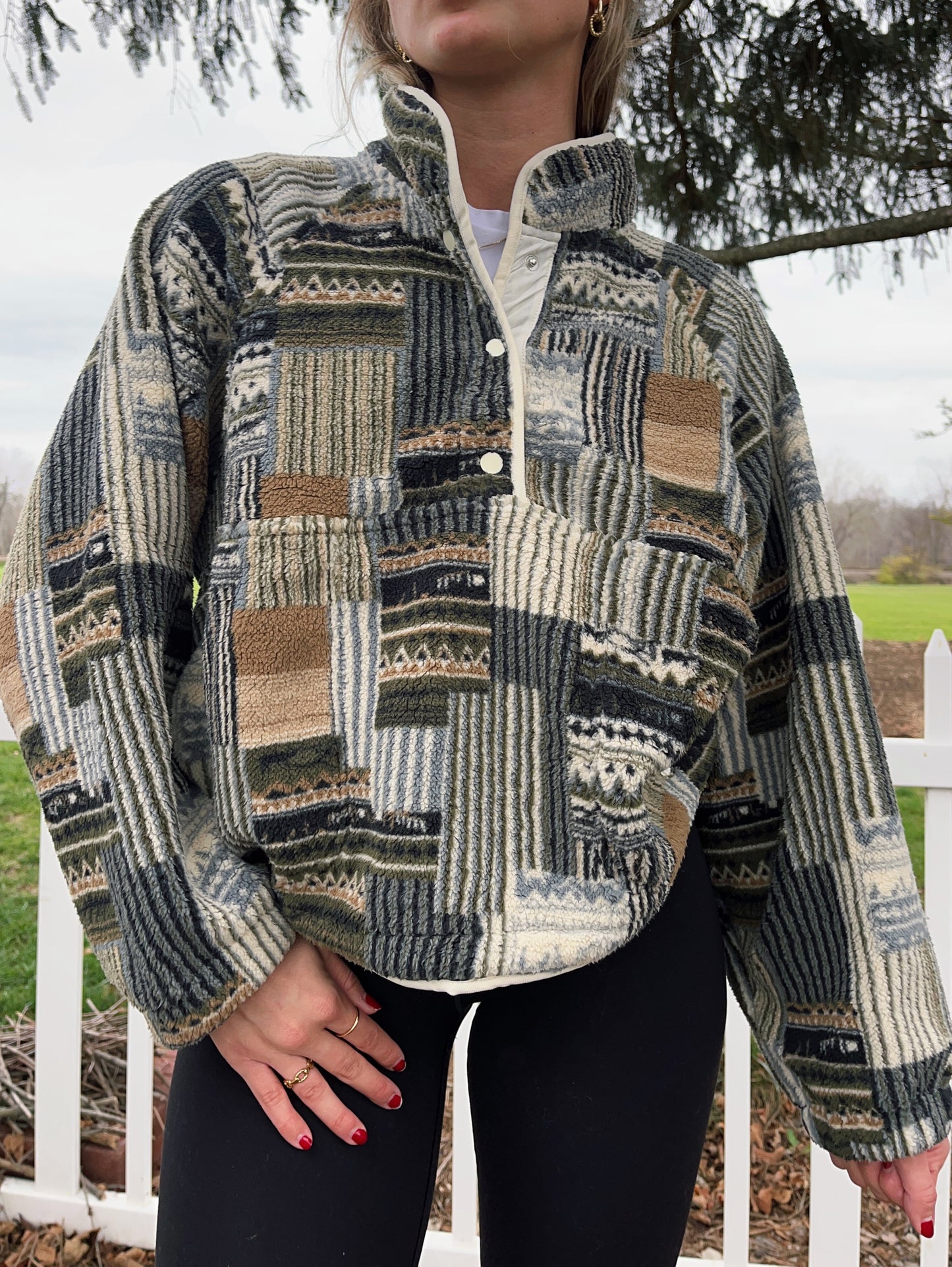 Olive Patchwork Fleece