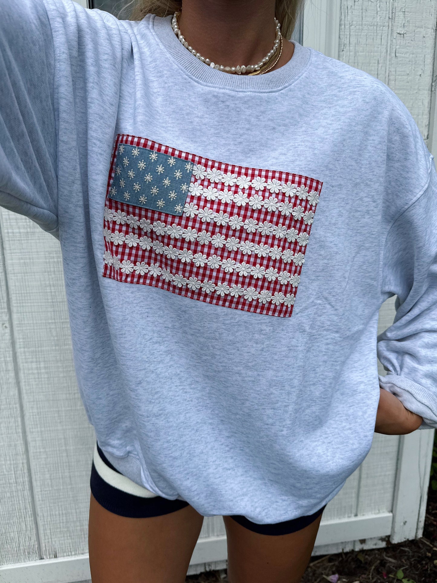 Stars & Stripes Patchwork Crewneck