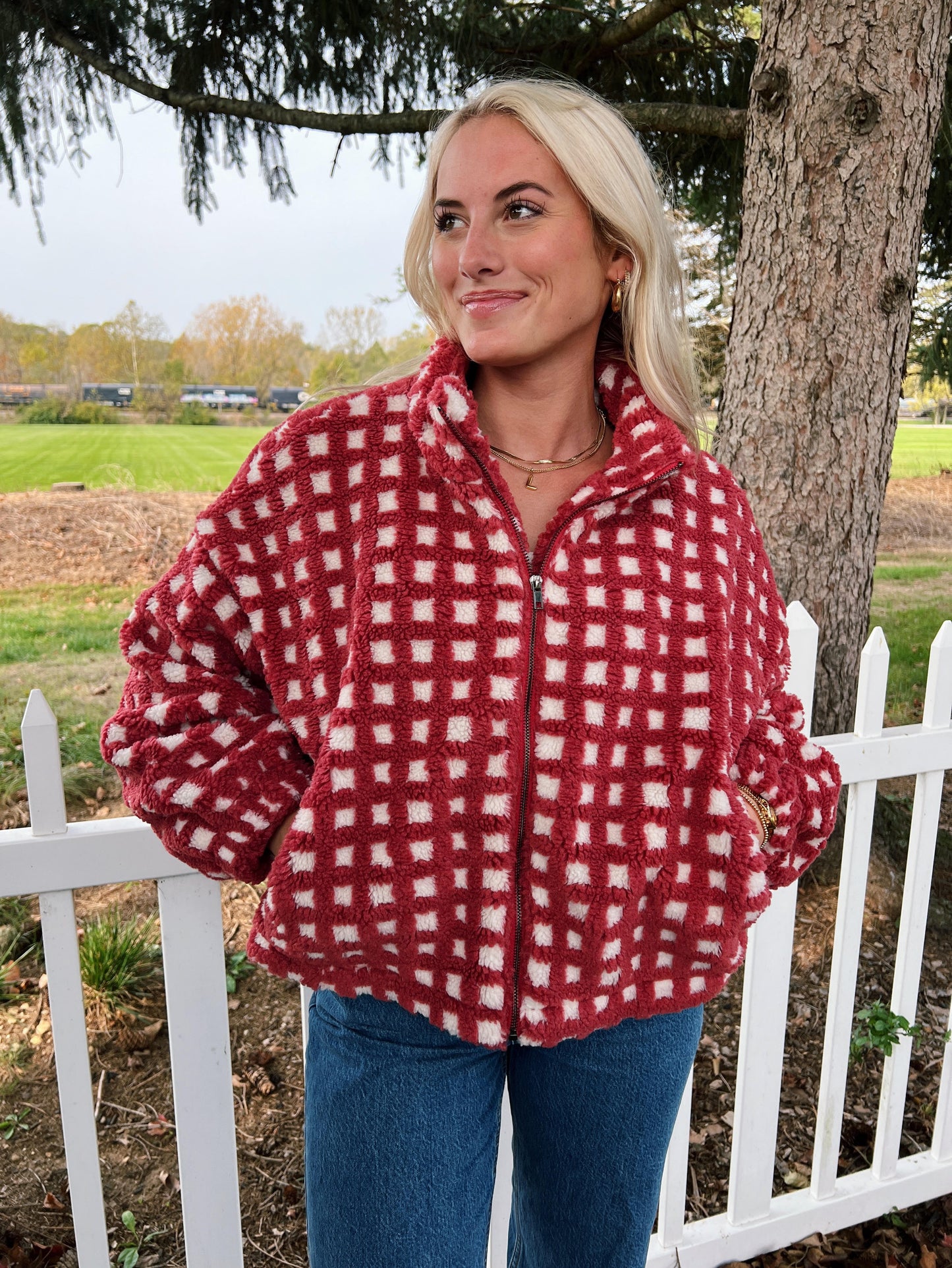 Vintage Cherry Check Sherpa