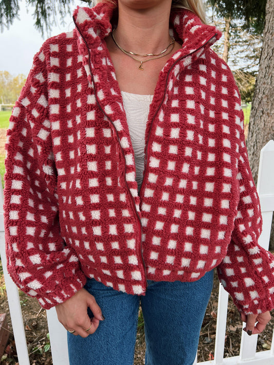 Vintage Cherry Check Sherpa